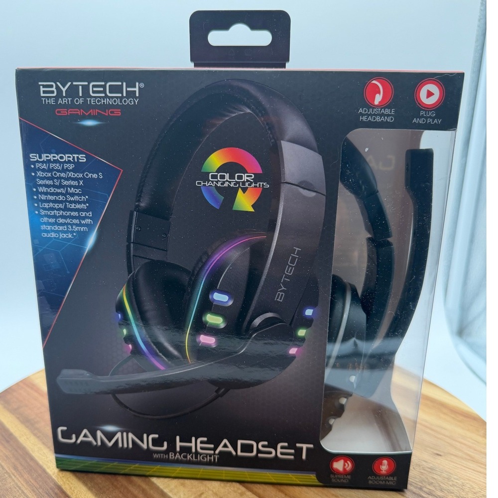 Bytech Wired Gaming Headset with RGB LED Backlight Mic Black 0573
